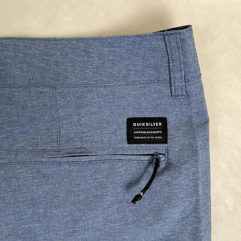Quiksilver Amphibian Shorts Mens 40 Blue Stripe 4-Way Stretch Swim Trunks